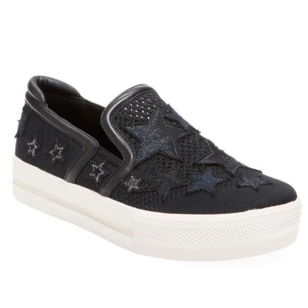 ASH Jeday slip on shoes. Black with blue shimmer stars. Super comfortable.